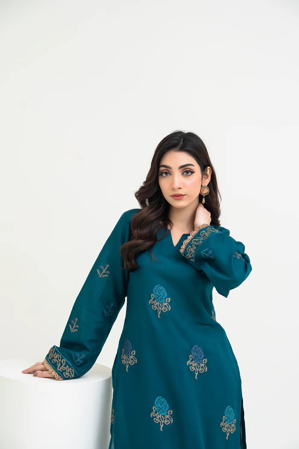2PCS Premium Jacquard Suit Emerald Fern – Unstitched