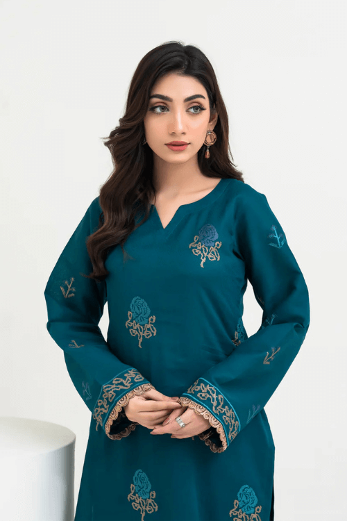 2PCS Premium Jacquard Suit Emerald Fern – Unstitched