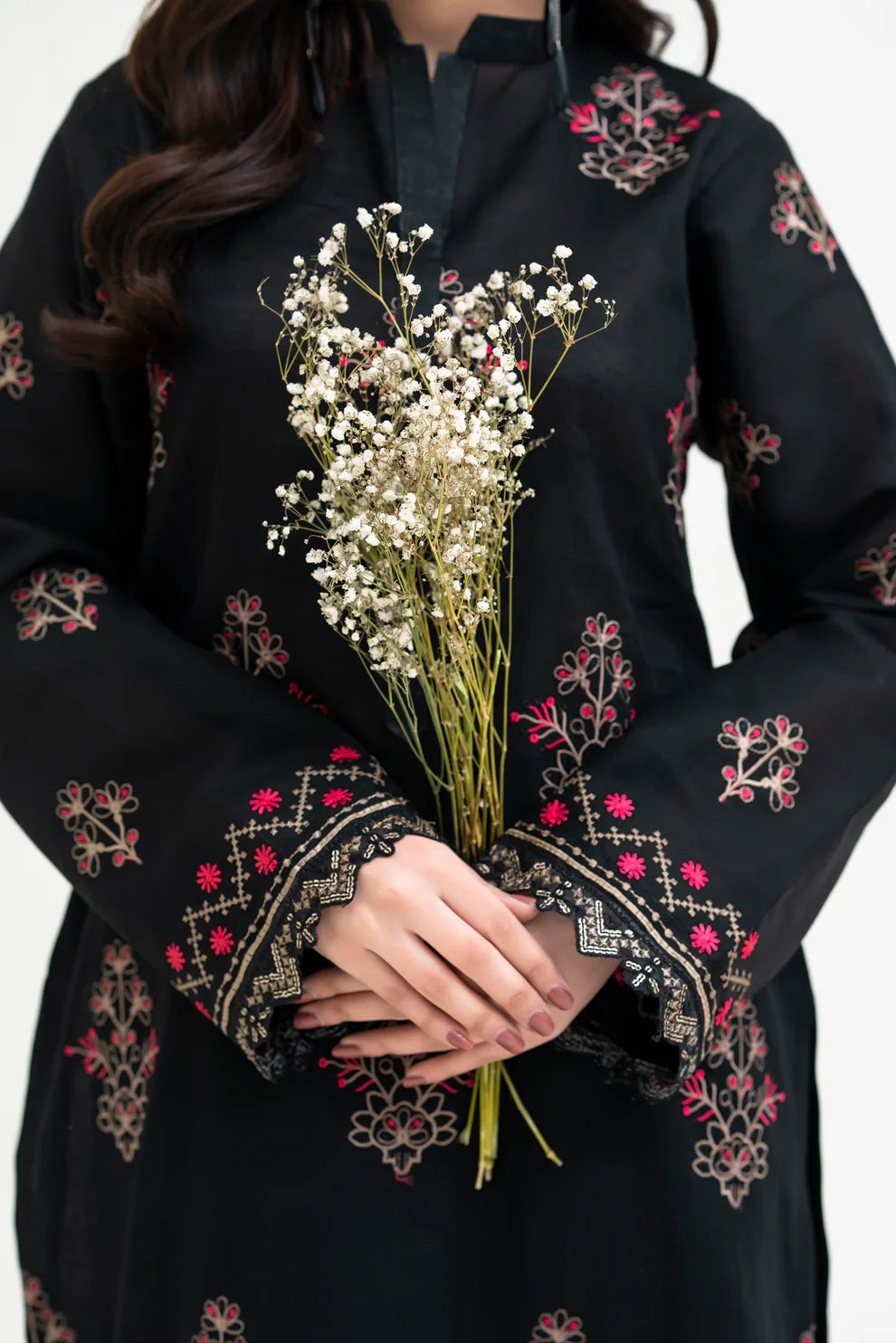 2PCS Premium Jacquard Suit Midnight Bloom – Unstitched