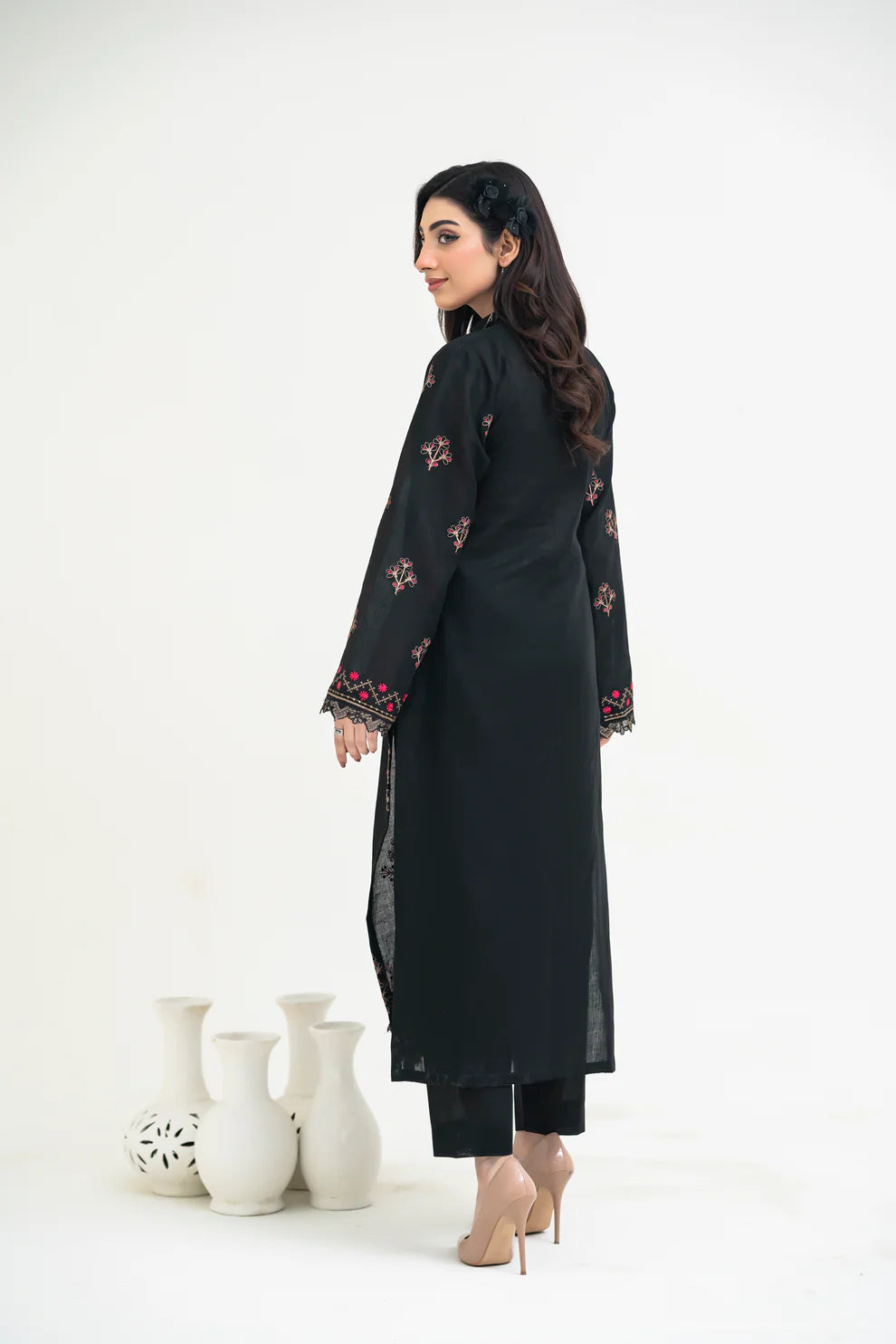 2PCS Premium Jacquard Suit Midnight Bloom – Unstitched