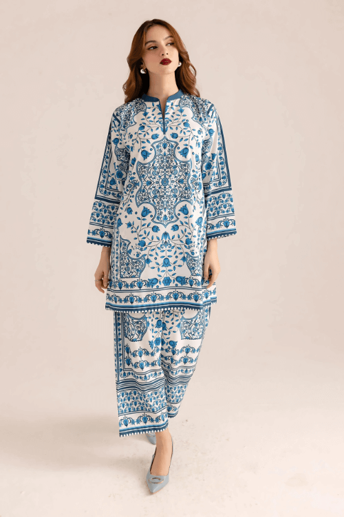 3PCS Swiss Lawn Suit Sky Bloom – Unstitched