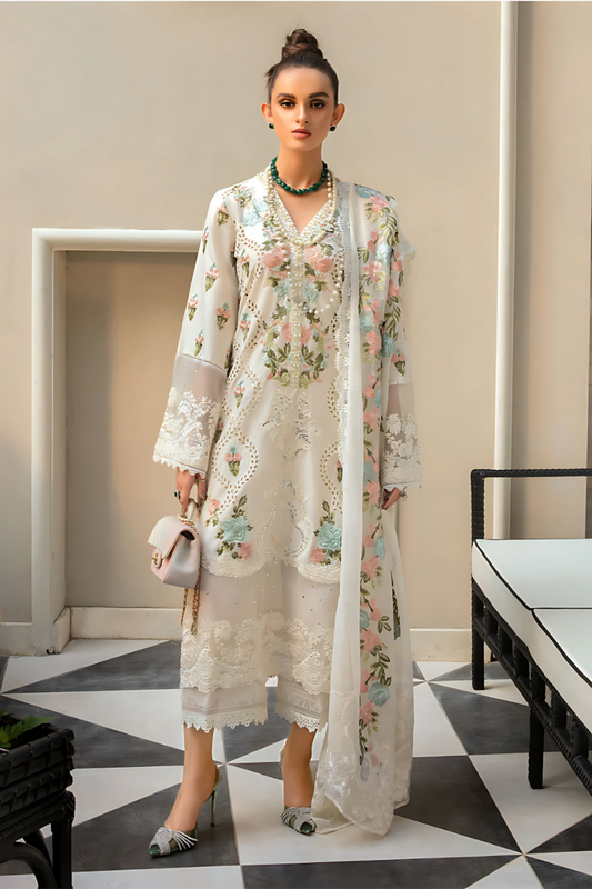 3 PCS Dhanak Embroidered Suit - Unstitched