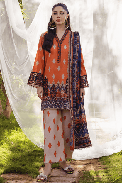 3 PCS Digital Printed Khaddar Fiery Sunset Allure - Unstitched