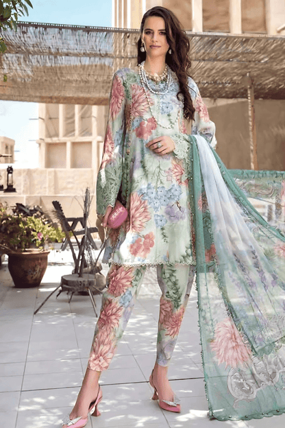 3 PCS Karandi Suit Floral Symphony - Unstitched