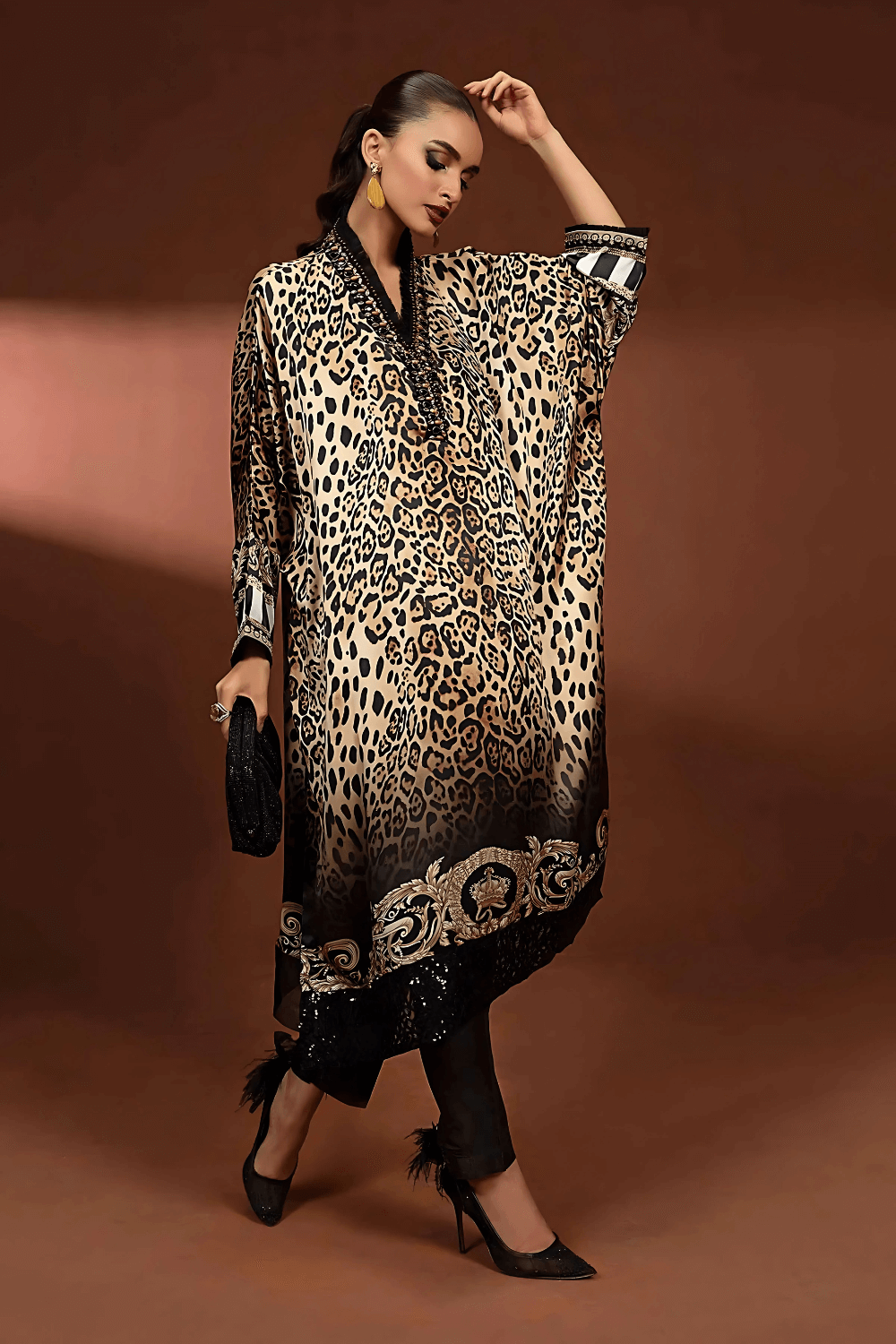 3 PCS Karandi Suit Luxe Leopard - Unstitched