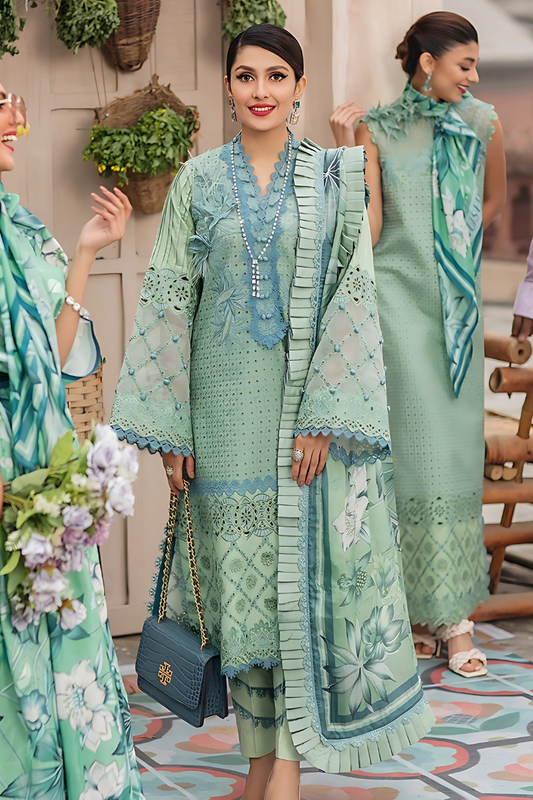 3 PCS Dhanak Embroidered Suit with Patches - Unstitched