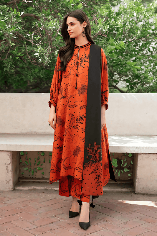 3 PCS Karandi Suit Sunset Bloom - Unstitched