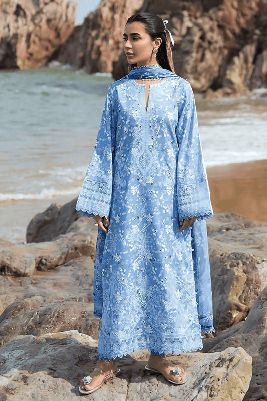 3 PCS Khaddar Suit Serenity Blue - Unstitched