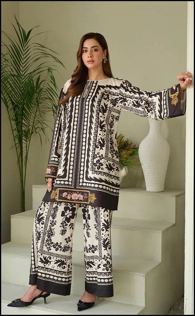 3 PCS Digital Printed Silk Classic Noir - Unstitched