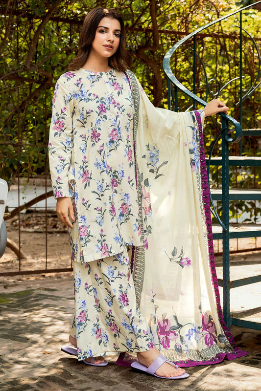 3 PCS Digital Printed Khaddar Blossom Serenity - Unstitched