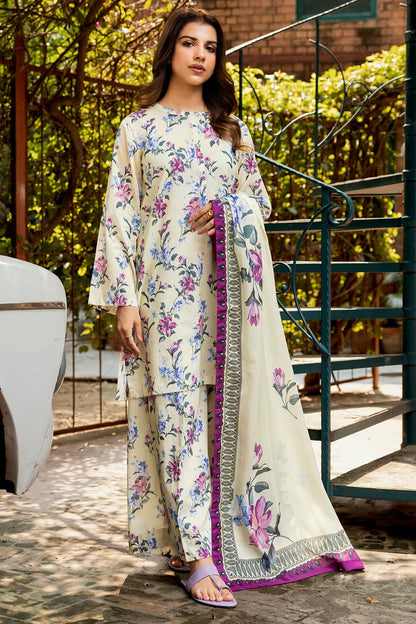 3 PCS Digital Printed Khaddar Blossom Serenity - Unstitched