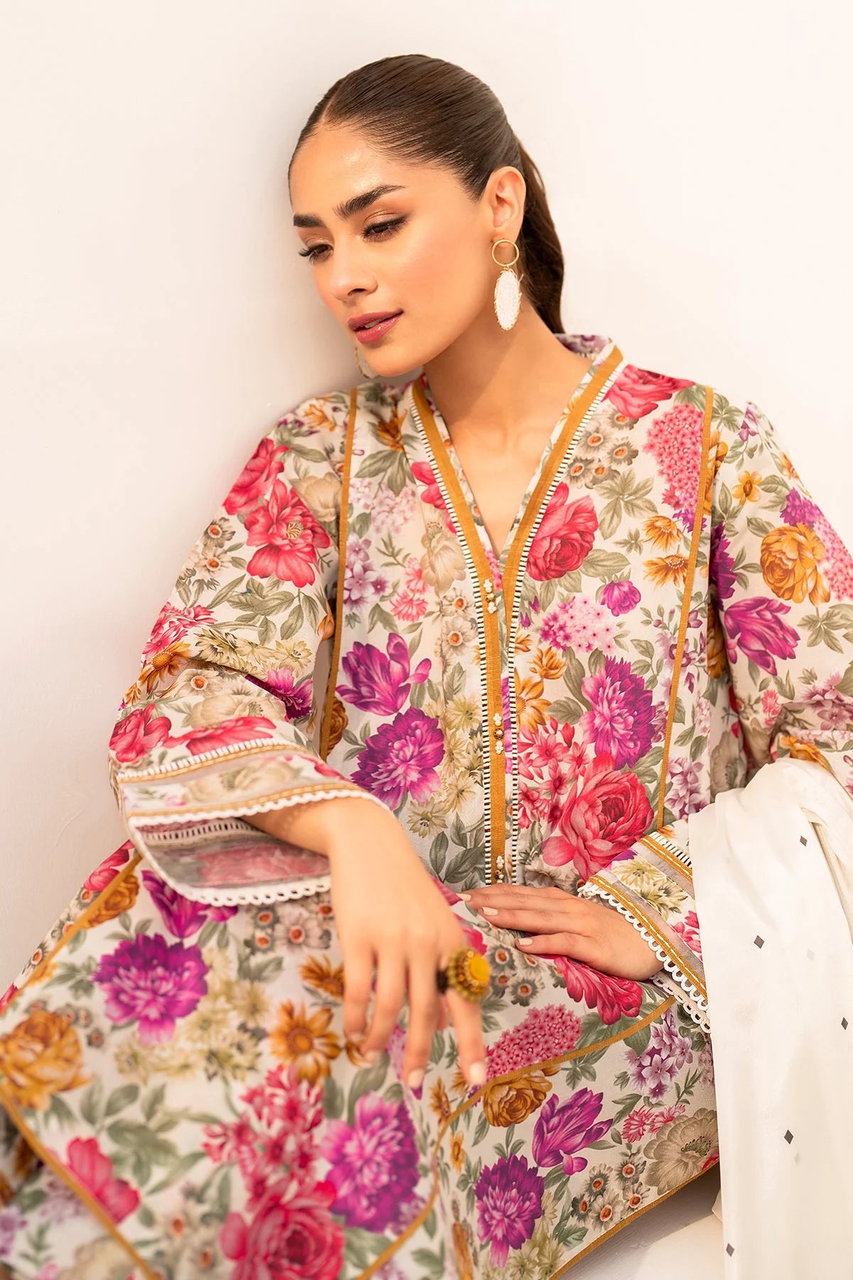 3 PCS Linen Suit Radiant Bloom - Unstitched