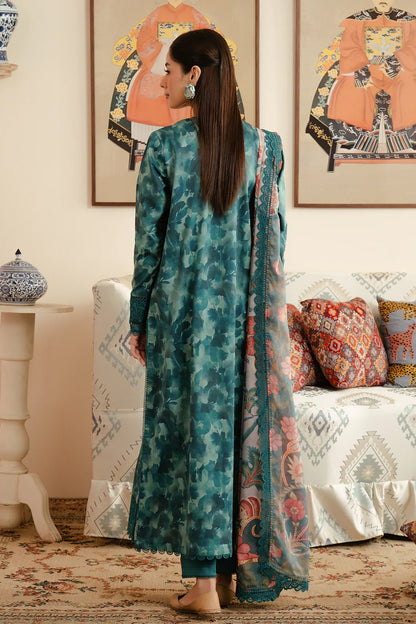 3 PCS Khaddar Suit Emerald Bloom - Unstitched