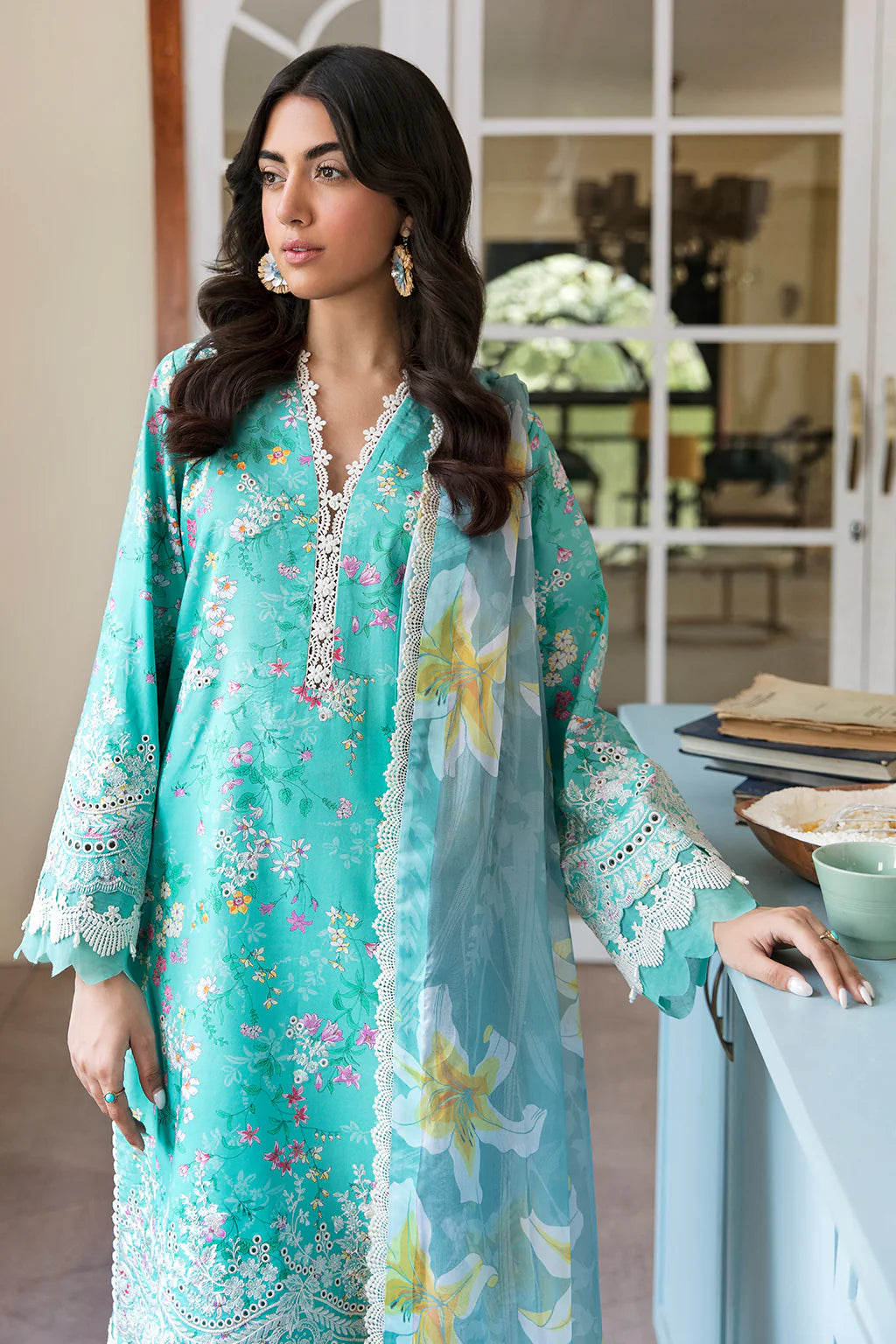 3 PCS Khaddar Suit Aqua Elegance - Unstitched