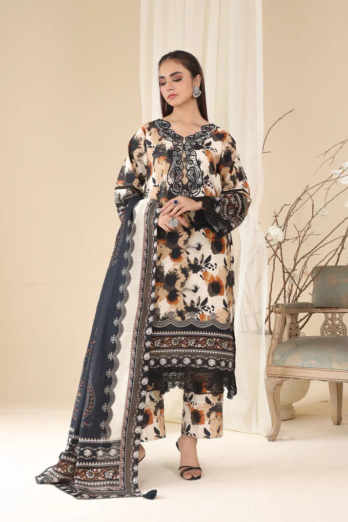 3 PCS Khaddar Suit Abstract Grace - Unstitched