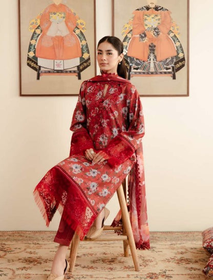 3 PCS Khaddar Suit Crimson Elegance - Unstitched