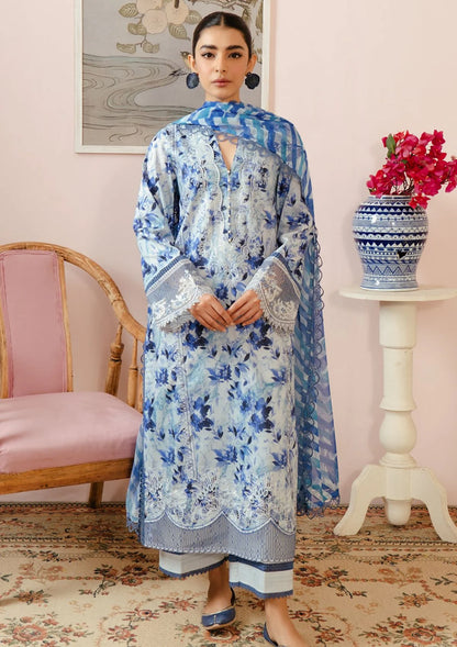 3 PCS Khaddar Suit Blue Serenity - Unstitched