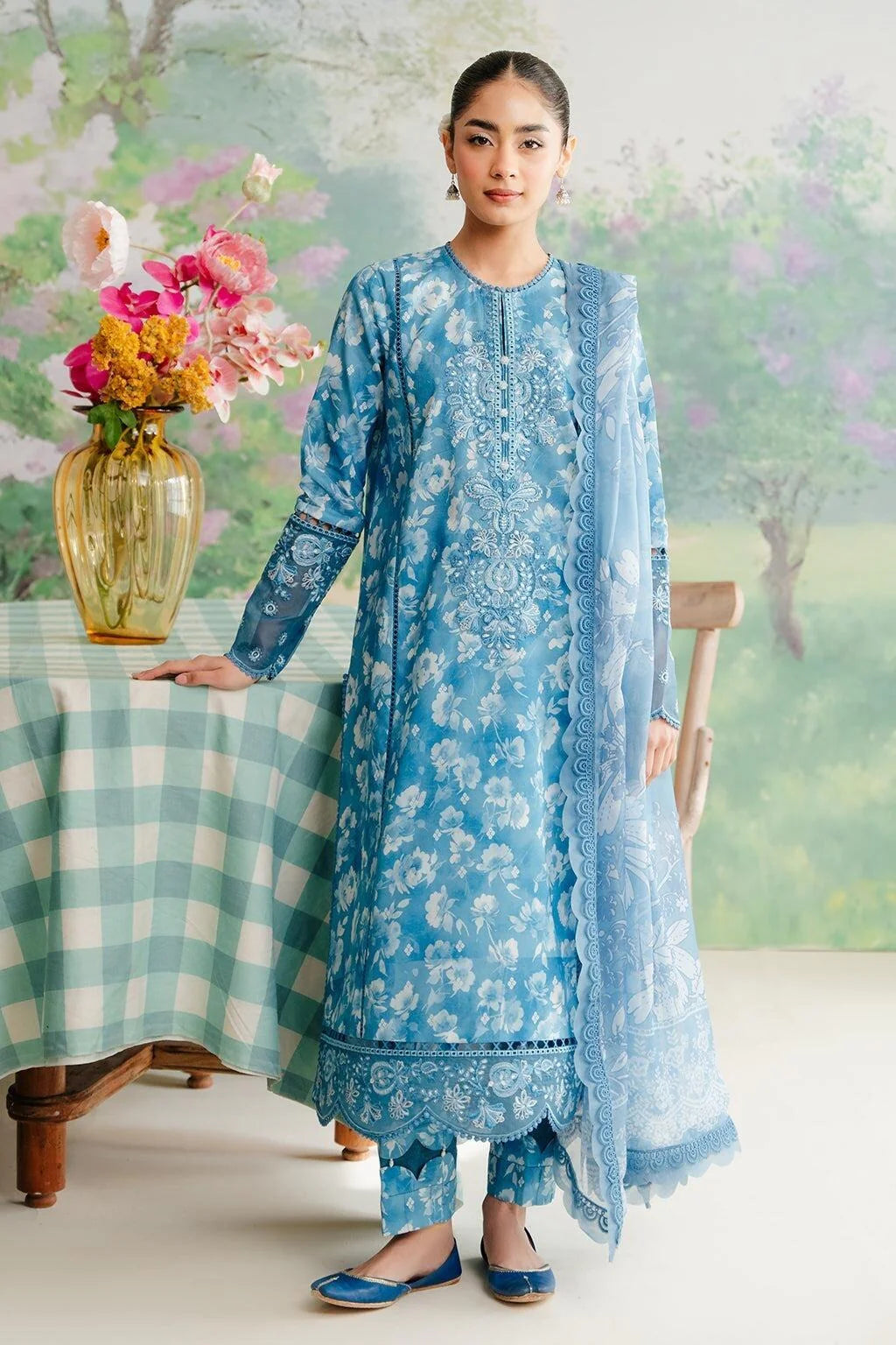 3 PCS Khaddar Suit Floral Bliss - Unstitched