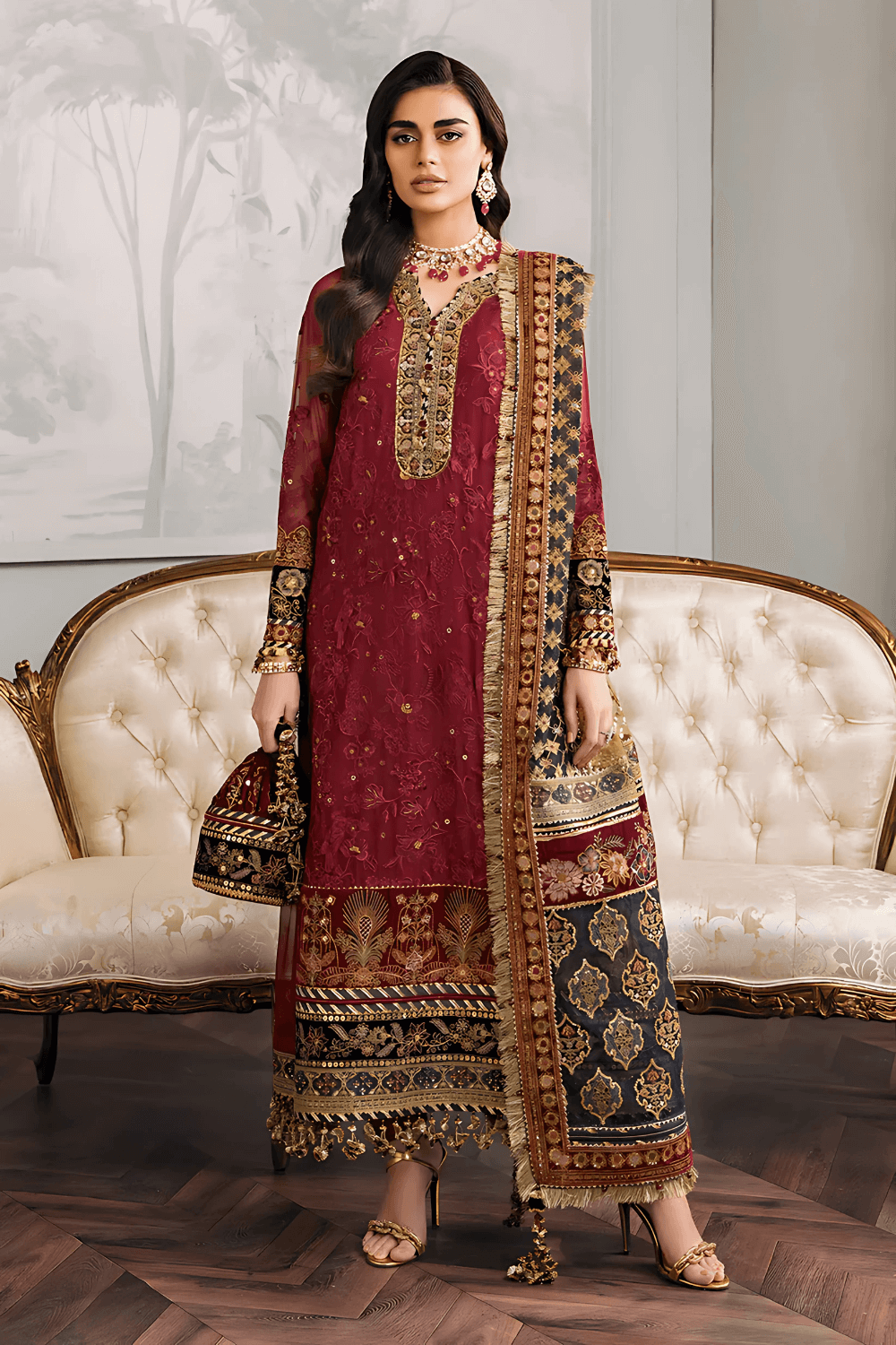 Luxury Bridal Crimson Majesty - Unstitched