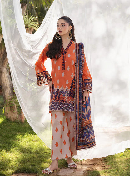 3 PCS Digital Printed Khaddar Fiery Sunset Allure - Unstitched