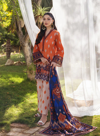 3 PCS Digital Printed Khaddar Fiery Sunset Allure - Unstitched