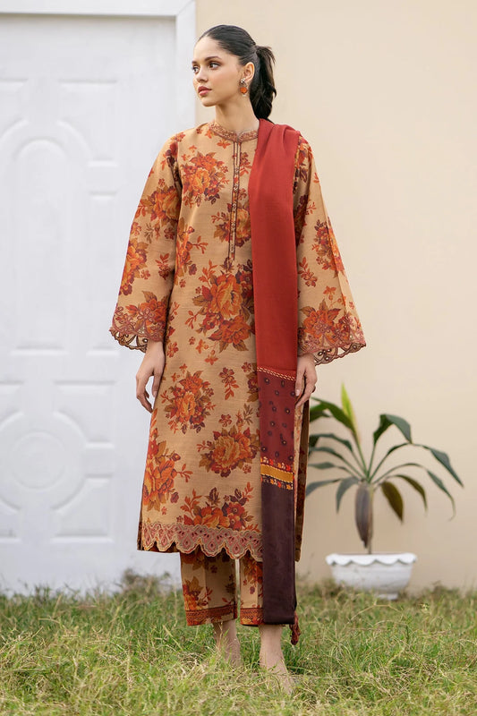 3 PCS Digital Printed Dhanak Autumn Blossom - Unstitched