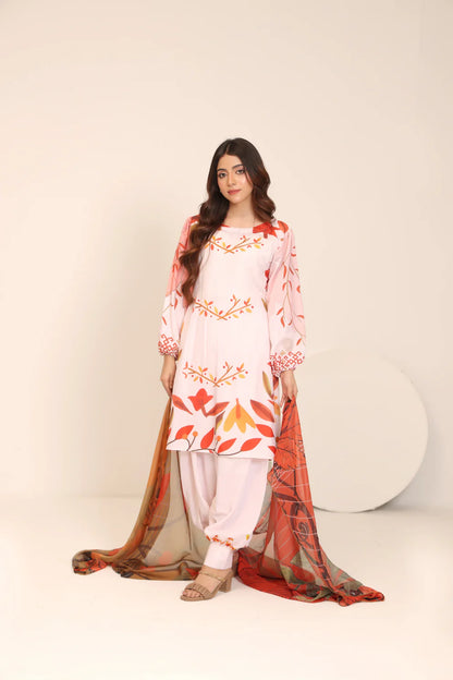 3PCS Printed Lawn Suit Blossom Ember – Unstitched