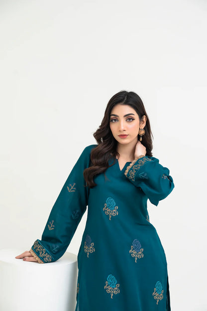 2PCS Premium Jacquard Suit Emerald Fern – Unstitched