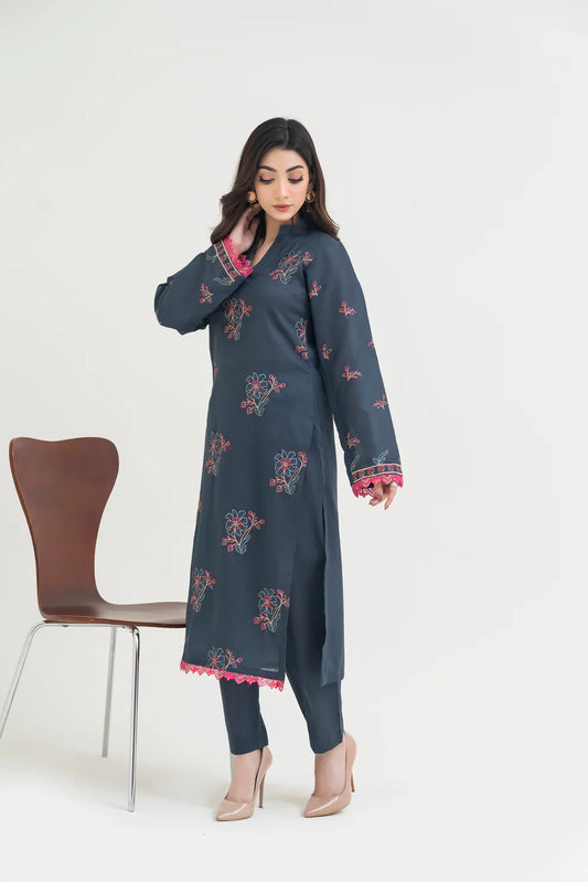 2PCS Premium Jacquard Suit Petal Noir – Unstitched