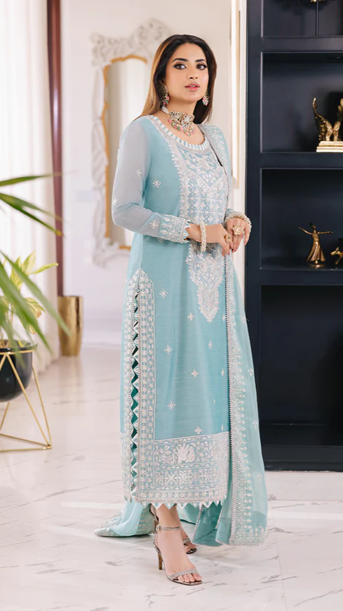 3 PCS Luxury Shamoos Silk Suit - Unstitched